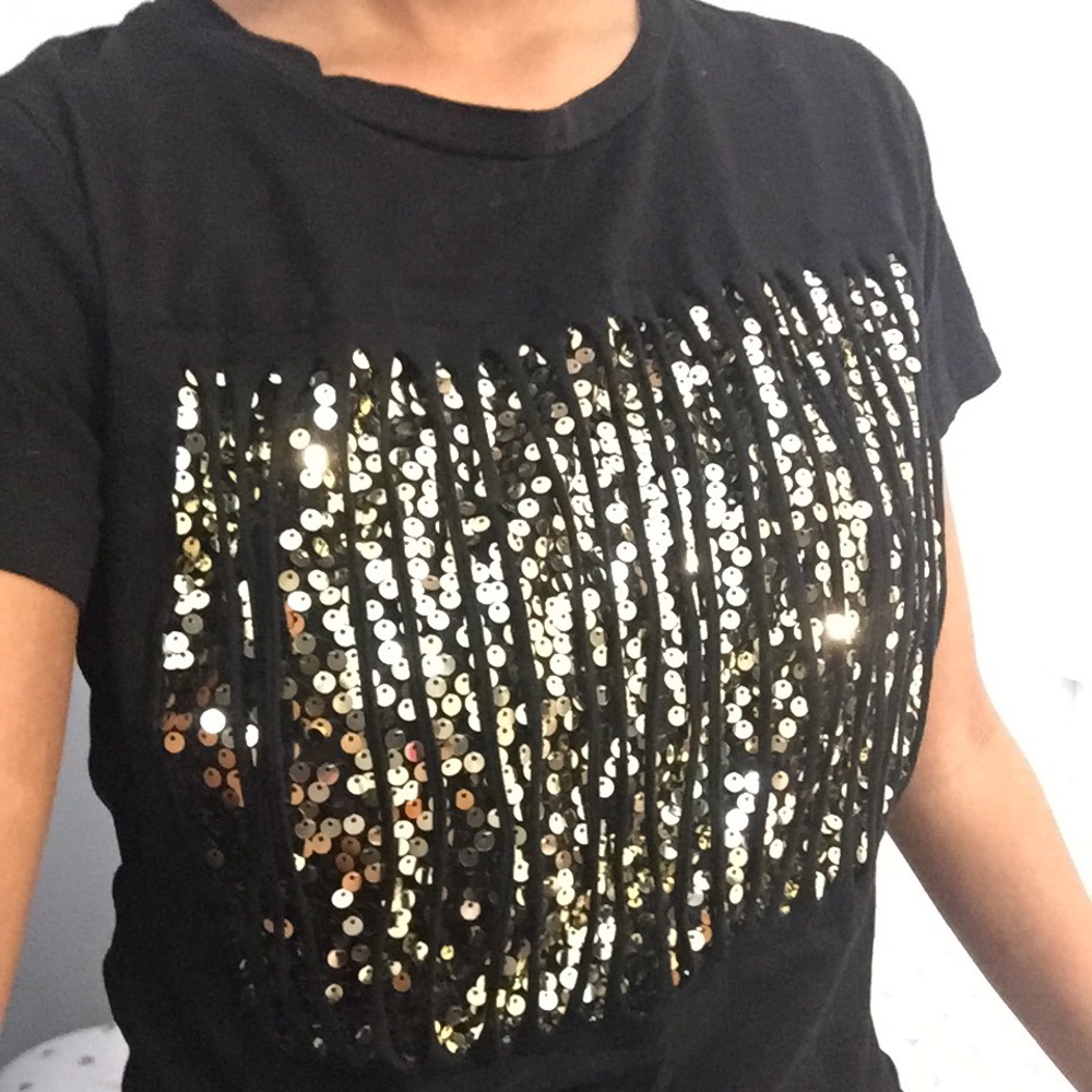 Black and gold sequin glitter party shirt